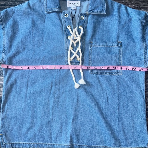 NWT For The Republic Denim Rope Pull Over Long Sleeve Shirt Women’s Small - Picture 8 of 9